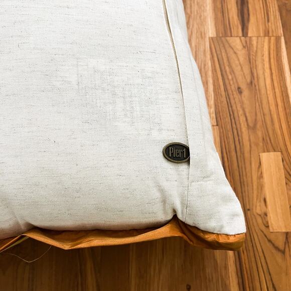 Vintage Pier1 Floral Cotton Linen Throw Pillow 24x13 Bohemian Accent Home Decor - Picture 3 of 11